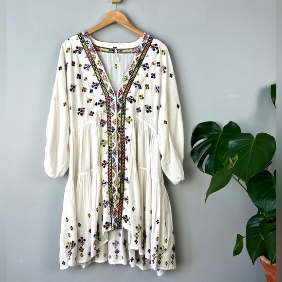 Free People Light It Up Embroidered Tunic Dress - Picture 1 of 14